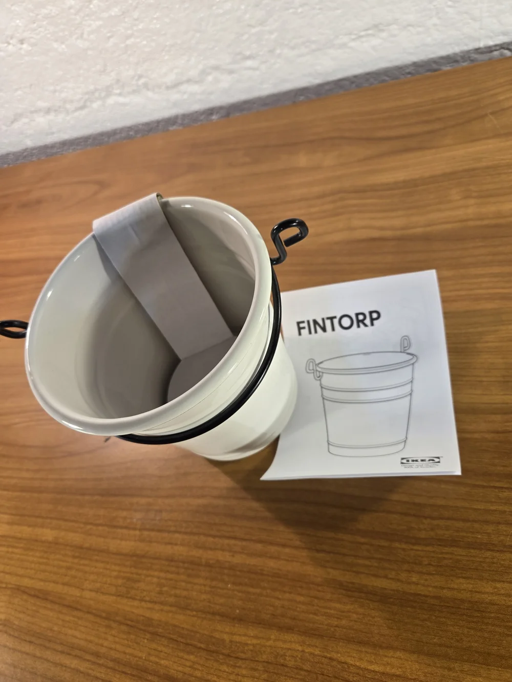Ikea Fintorp #18914 White Buckets Holders Black Handles New